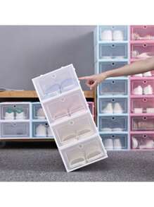 Paquete De Cajas para Zapatos Apilable Transparente, Zapatera Organizador a Prueba de Polvo, Zapatero con Solapa Transparente, Caja Zapatera Puede Utilizarse por Separado, Ahorro de Espacio, Zapateras Multicolor - Multicolor - Ver 6