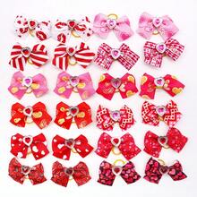 新年情人節寵物可愛頭飾花,適用於貓狗的隨機顏色蝴蝶結頭飾,20入組 - 彩色 - 查看 2