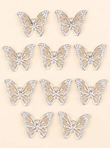 10 Pièces Pendentif En Alliage De Zinc En Forme De Papillon 3d Vif Doré Et Argenté Pour La Fabrication De Collier Et De Boucles D'oreilles