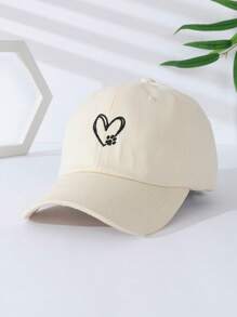 1pc Valentine'S Day Vintage Baseball Cap Unisex Adjustable Embroidered Casual Low-Key Peaked Cap With Heart Pattern - Coffee Brown - View 2