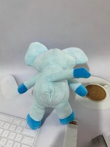 1pc Plush Toy, Cutest Smiling Animal Big Mouth Blue Elephant Doll Pillow Stuffed Toy - Multicolor - View 4