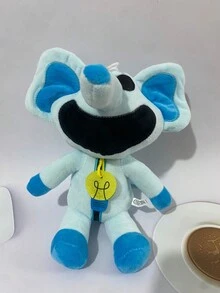 1pc Plush Toy, Cutest Smiling Animal Big Mouth Blue Elephant Doll Pillow Stuffed Toy - Multicolor - View 2