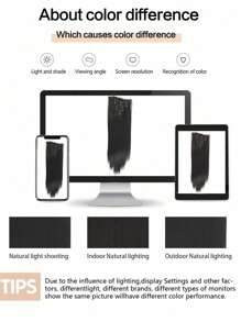 7入組黑色夾式髮片延伸，女士全頭合成髮片延伸，22英寸套裝厚夾片式髮片延伸自然黑 - 黑色 - 查看 8