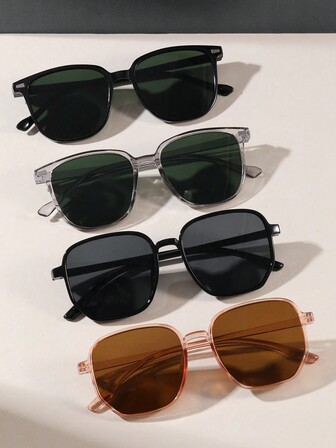 4 Paar modische quadratische PC-Brille für Männer und Frauen, geeignet für den täglichen Gebrauch, Boho Shades Strandzubehör