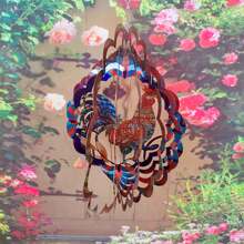 1pc Colorful Metal Iron Wind Spinner For Outdoor Garden Decoration 3d Kinetic Windmill Crafts - Multicolor - View 3