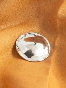 1pc Minimalist Lightweight Metal Style Round Flying Disc Shaped Brooch, Stainless Steel With 18k Gold Plating, Silver Color, Low Allergy, Unisex Design - Multicolor - View 3