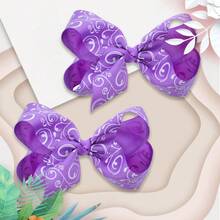 2 件裝 3.9 英寸髮蝴蝶結時尚兒童髮蝴蝶結帶夾子適合節日 - 彩色 - 查看 4