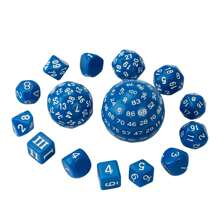 15入組完整多面骰子遊戲套裝,含d3至d100,適用於聖誕或新年遊戲禮物和角色扮演桌上遊戲 - 寶藍色 - 查看 2