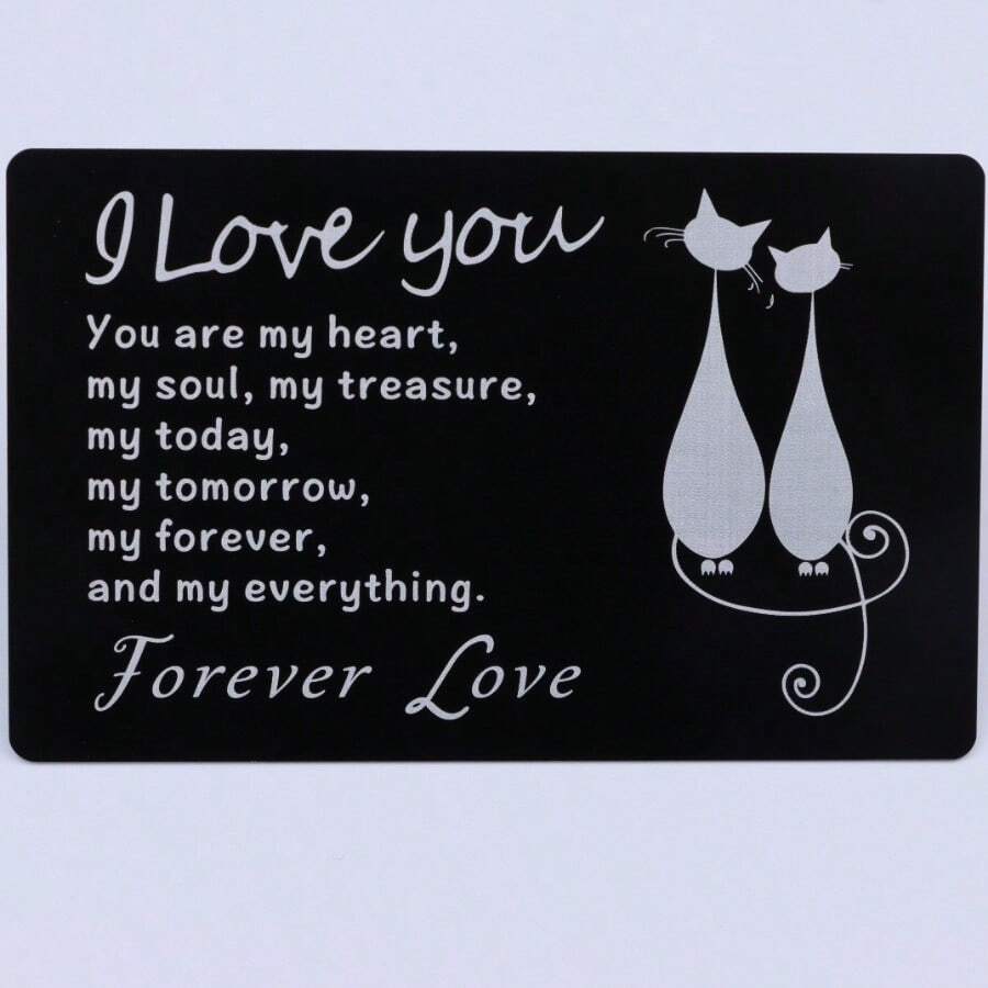 1 chiếc Thẻ Ví I Love You Có Khắc Lời Lãng Mạn Quà Tặng Nhỏ Cho Người Yêu Vợ Chồng Bạn Trai Bạn Gái Quà Tặng Kỷ Niệm Sinh Nhật - màu đen - Xem 1