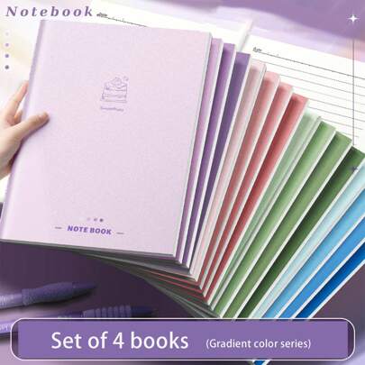 4 件装 B5 笔记本，采用粗线装订，适合高中生，文学和励志日记，简约学生笔记本，学校用品，返校