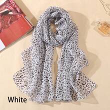 1條女士薄款豹紋印花雪紡絲巾,春夏百搭披肩 - 彩色 - 查看 7