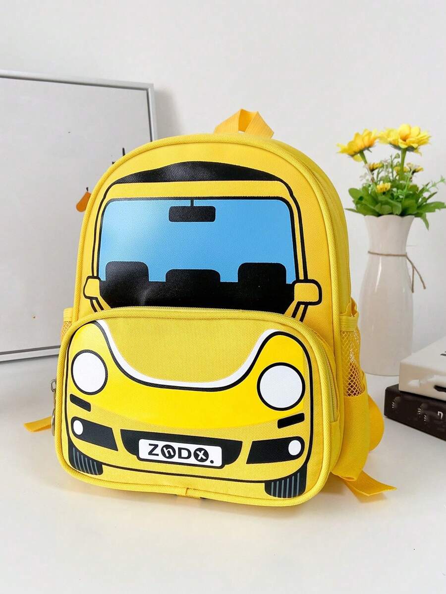 Towing Rope Cartoon Print Backpack For Teenagers - Yellow - View 1