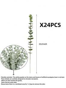 24支電纜桉人工電纜桉葉幹,真實灰綠色觸感葉枝,適用於家庭辦公室花束、中心點、婚禮裝飾（綠色） - 綠色 - 查看 2