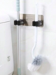 1個無需鑽孔強力粘貼式拖把掛鉤,批發掛於牆上的拖把架帶夾子 - 黑色 - 查看 2