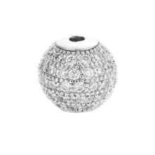 3pcs/Set Brass Cubic Zirconia Spacer Beads With Embedded Small Beads For Diy Bracelet, Necklace Pendants, Jewelry Making Accessories - White Zirconium-platinum - View 9