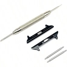 1 Pair Apple Watch Connector Spring Bar Switch For Compatible With Apple Watch Ultra (49mm) Series 8 7 (41mm 45mm) Series 6 5 4 Se (40mm 44mm) Series 3 2 1 (38mm 42mm) Accessories - Silver - View 2