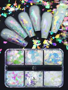 Manicure Sequins Asymmetric Iridescent Glitter Flakes Nail Art Sequins Resin Filling Silicone Mold Filler Crafts DIY Making - Apricot - View 5
