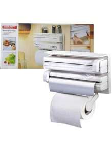 3-In-1 Recessed Paper Towel Dispenser Plastic Wrap And Aluminum With Spice Rack