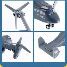 1入組金屬鑄造可拉回式飛機玩具,設有鷹形旋轉翅膀,隱形戰鬥機設計 - 黑色 - 查看 10