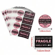 80pcs Fragile Stickers For Shipping Packages And Boxes, Handle With Care Labels, Fragile Keep Dry Stickers In Pink And Black - Multicolor - View 2