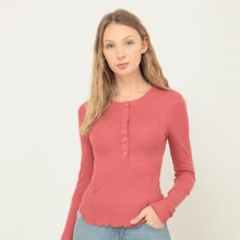 Women Blouses - 珊瑚粉 - 查看 1