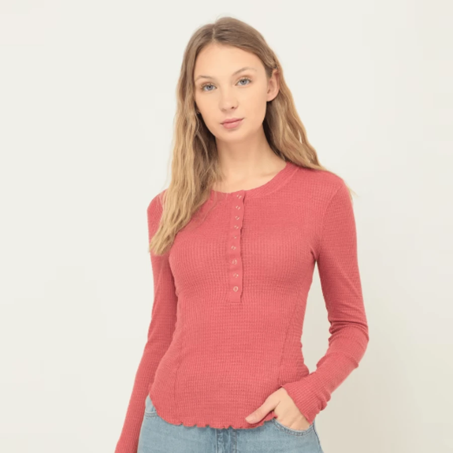 Women Blouses - 珊瑚粉 - 查看 1