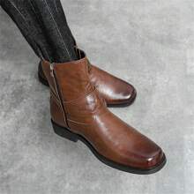 復古男靴、男士靴、騎士皮靴、棕色靴、超大號切爾西靴、男式西靴、時尚男靴、戶外男靴、舒適休閒靴、騎士靴、潮流靴子 - 棕色 - 查看 6
