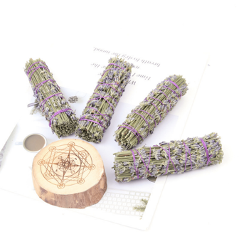 1pc Lavender Flower Smudge Stick Natural Dried Flower Lavender Stick Aromatherapy Stick Burning Aromatherapy Meditation Decompression Energy Cleaning
