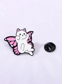 1入組卡通蝴蝶翅膀貓硬質琺瑯胸針,適合日常穿著和女性朋友的禮物配飾 - CZ0657-2 - 查看 6