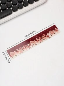 1pc 15cm Vintage Acrylic Ruler With Romantic Rose Pattern For Students, Stationery, Art Drawing,Rulers - Baby Pink - View 6