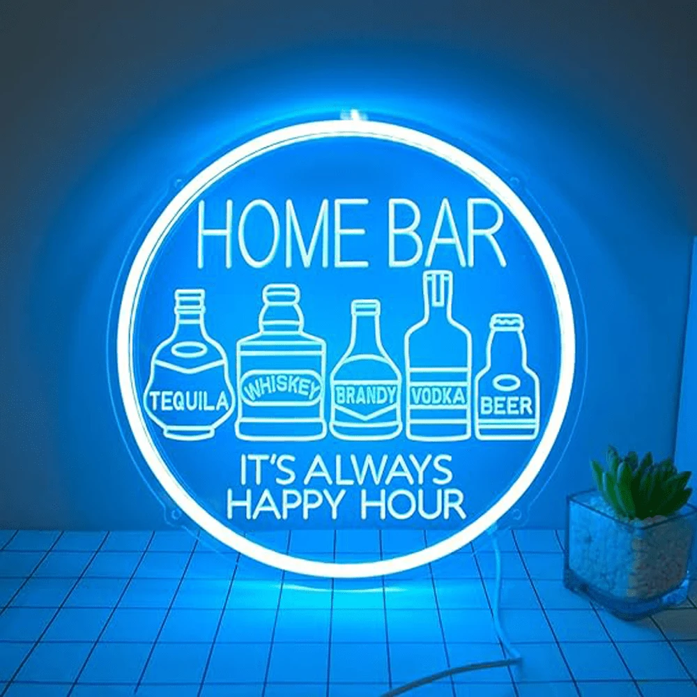 1pc Bar Neon Light Sign, Suitable For Bar Cart Decoration, Home Bar, Kitchen, Bedroom, Dormitory, Birthday Party & Festive Gifts - Bar-30*30cm - View 1