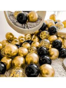 43pcs Black Gold Latex Balloons Garland Arch Kit For Engagement Wedding New Year Birthday Anniversary Graduation Indoor Party Background Decoration Supplies - Black Gold - View 2