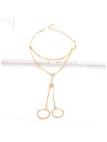 1pc Women's Beach Foot Jewelry, Sexy Multi-Layer Tassel Chain Full Crystal Fashion Choker Anklet - Multicolor - View 4