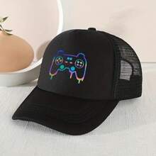 1PC Children's Sunshade Breathable Mesh Baseball Cap With Game Machine Pattern For Outdoor Sport Back-To-School Daily