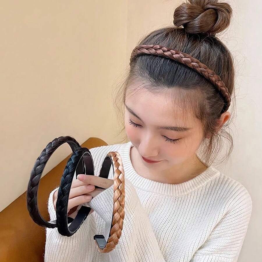 1個棕色髮型包和髮帶,適合女性日常佩戴 - 棕色 - 查看 1