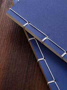 1本風復古線裝本,黃色封面可用於素描和筆記,手工裝訂,空白內頁 - 藍色 - 查看 4