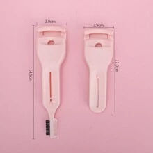 1pc Pink Multi-Functional Portable Eyelash Curler With Comb, Compact Plastic Local Makeup Curling Iron For Eye Tools - Pink - View 9