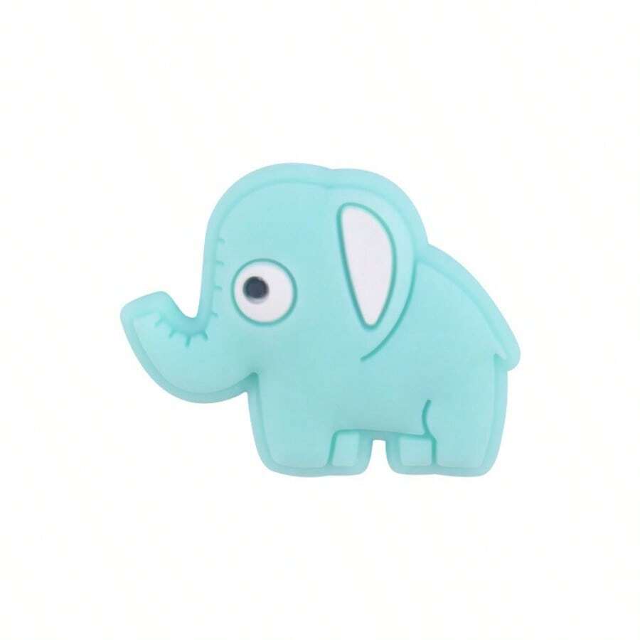 1pc New Style Elephant Cartoon Silicone Beads For Children's Art & Crafts, Diy Colorful Beads For Making Handmade Jewelry - Blue - View 1
