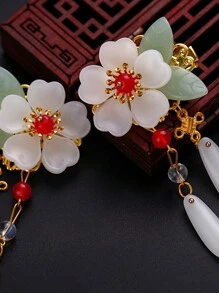 2pcs Women's Chinese Traditional Costume Hair Accessories, Alloy Hair Clip With Flower And Tassel, For Hanfu Costume Women's Hair Side Clip Jewelry For Spring Festival And Chinese New Year Outfits - Gold - View 5