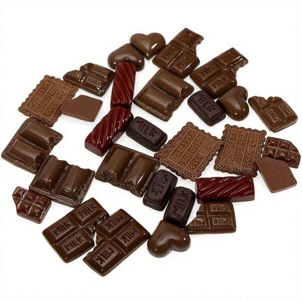 20pcs Assorted Style Faux Chocolate Resin DIY Materials