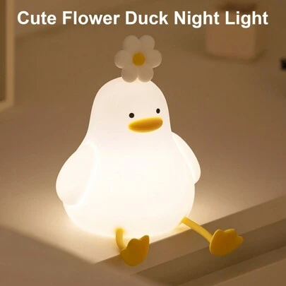 可愛的鴨子夜燈,矽膠幼兒園燈,3級可調光觸控臥室燈,適合送給女孩和男孩的禮物