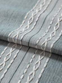 1塊拼色條紋桌布,波西米亞風格涤纶纤维矩形桌布,带流苏装饰,适用于餐桌、野餐、派对以及所有季节的家庭使用 - 灰色 - 查看 5