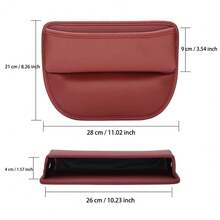 1pc Car Seat Gap Storage Box Made Of Pu Leather, Space-Saving Multi-Functional Car Interior Organizer - Beige - View 2