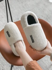 Winter Indoor Slippers For Couples, Women'S Wedge Heel Plush Slipper, Men'S Moon Boot, Warm & Non-Slip House Shoes - White - View 1