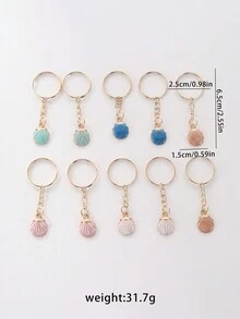 10pcs Alloy Drop Oil Seashell Keychain - Multicolor - View 2
