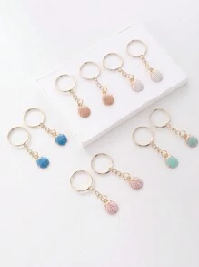 10pcs Alloy Drop Oil Seashell Keychain - Multicolor - View 5
