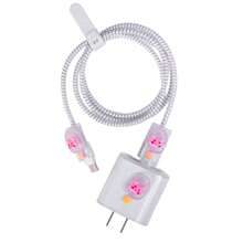 5 peças kit protetor de cabo e fonte usb-c 20W compativel com Compatível com iPhone ios capa protetor silicone picolé Lilás