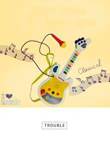 1 pièce Jouet puzzle guitare dessin animé pour enfants, jouet éducatif précoce de musique et d'éclairage pour bébés, couleur aléatoire