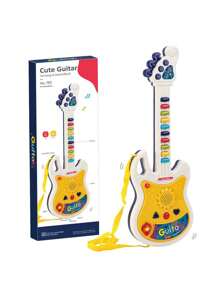 1 pièce Jouet puzzle guitare dessin animé pour enfants, jouet éducatif précoce de musique et d'éclairage pour bébés, couleur aléatoire