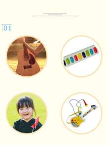 1 pièce Jouet puzzle guitare dessin animé pour enfants, jouet éducatif précoce de musique et d'éclairage pour bébés, couleur aléatoire
